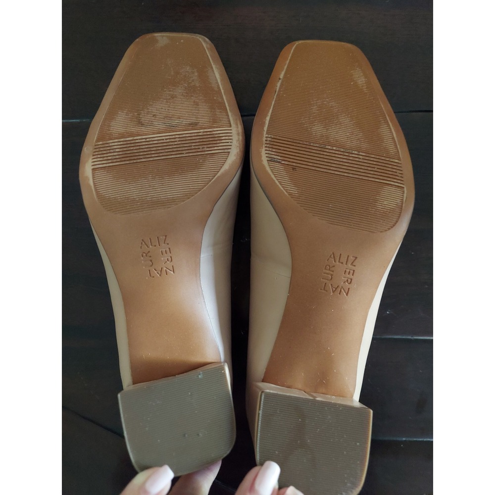 Naturalizer Karina Beige Leather Square Toe Block Heel Pumps Womens 7.5W - Picture 7 of 8